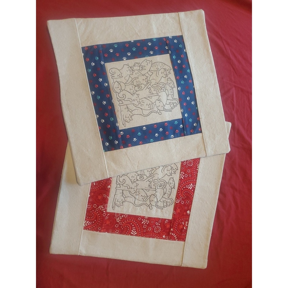 Set Of 2 Cat Pillowt@lk Pillow Cases For Throw Pillows 14.5x14.5  Cotton & Linen